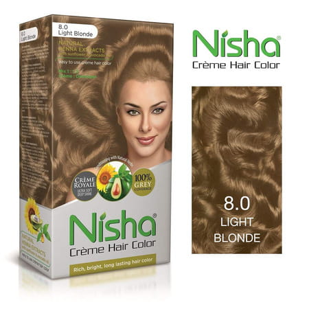 Nisha Creme Hair Color 8.0 Light Blonde 150g Pack Of 2 | Permanent Hair Colour | 100% Grey Coverage