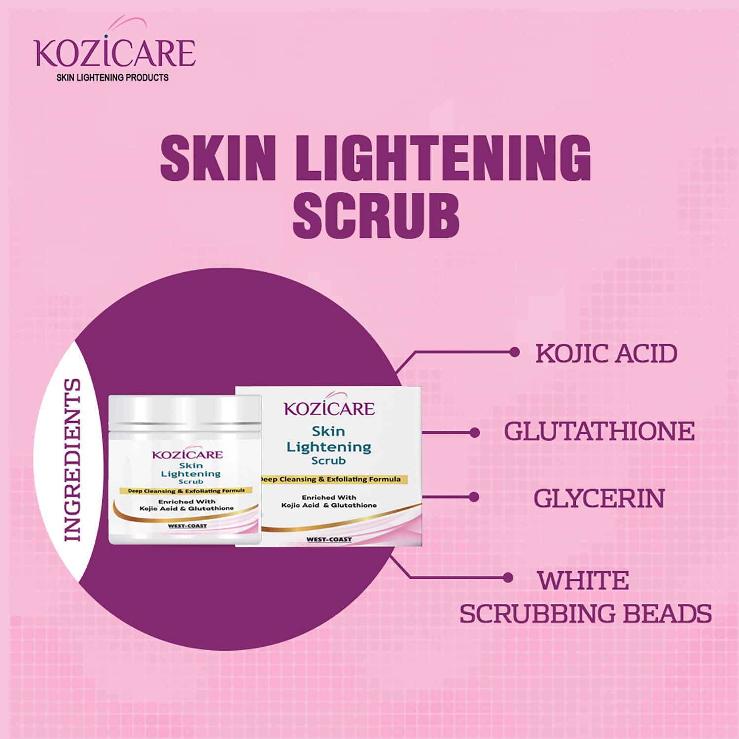 Buy KOZICARE SKIN LIGHTENING SCRUB DEEP CLEANSING & EXFOLIATING FORMULA