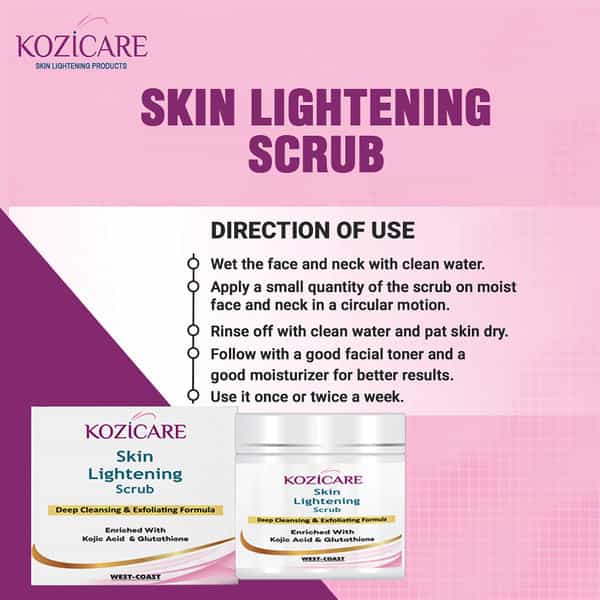 Kozicare Skin Lightening Scrub Deep Cleansing & Exfoliating Formula - 100 Gm