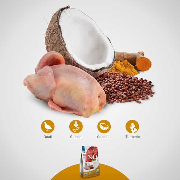 Farmina N&D Quinoa Skin & Coat Dog Food | Grain-Free | Duck | Quinoa | Coconut & Turmeric | 2.5Kg