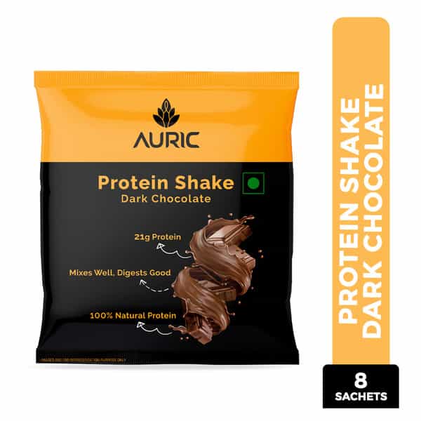 Auric Vegan Protein Powder | 21G Protein & 6G Bcaa | Dark Chocolate 8 Sachets