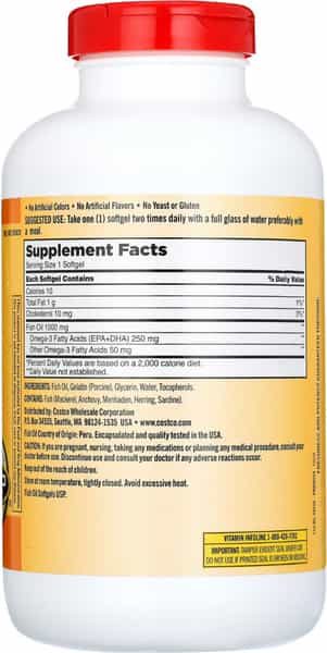 Kirkland Signature Fish Oil Concentrate With Omega-3 Fatty Acids | 400 Softgels | 1000Mg