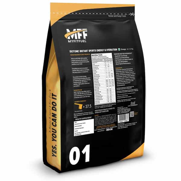 Myfitfuel Isotonic Instant Sports Energy Drink & Hydration. Electrolytes, Bcaa, More (1.5Kg Orange)