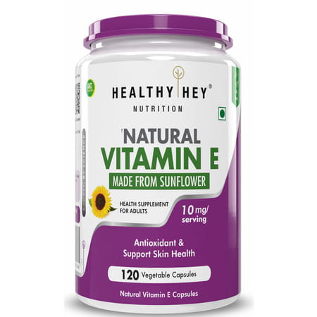 Healthyhey Natural Vitamin E From Sunflower - D-Alpha-Tocopherol -120 Veg Caps.