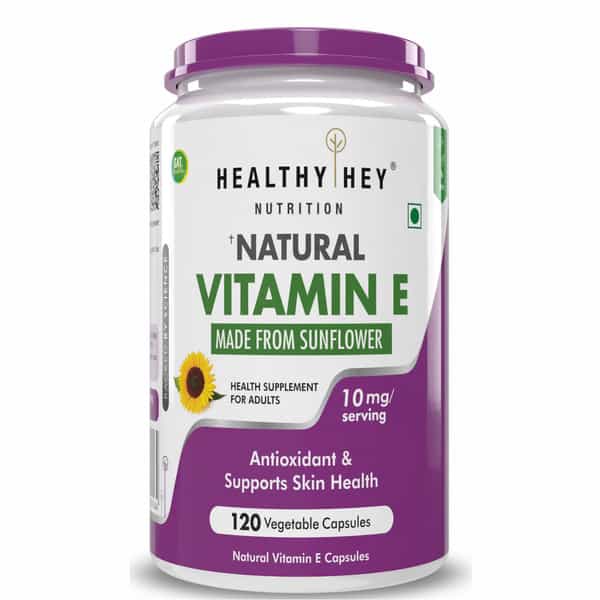 Healthyhey Natural Vitamin E From Sunflower - D-Alpha-Tocopherol -120 Veg Caps.