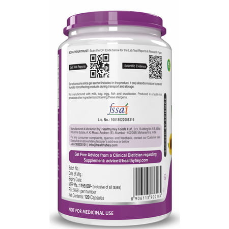 Healthyhey Natural Vitamin E From Sunflower - D-Alpha-Tocopherol -120 Veg Caps.