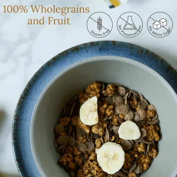 Monsoon Harvest Choco Chip Oat Clusters & Ragi Flakes With Banana 350G Pouch