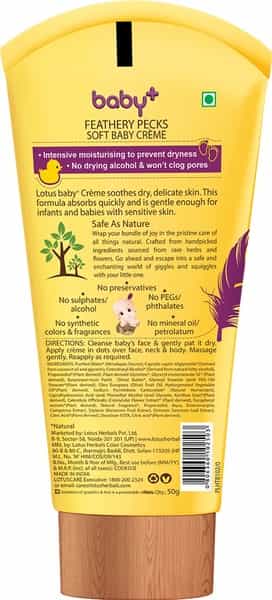 Lotus Herbals Baby+ Feathery Pecks Soft Baby Creme 50G
