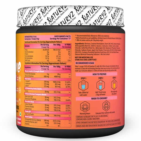 Naturyz Creatine X7 Post Workout Supplement With 7 Blends & Matrix - 250G(Mix Fruit Cocktail)