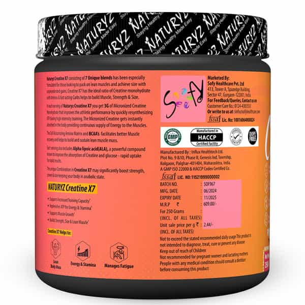 Naturyz Creatine X7 Post Workout Supplement With 7 Blends & Matrix - 250G(Mix Fruit Cocktail)