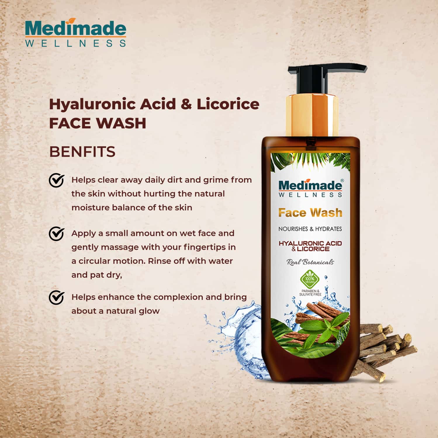 Buy MEDIMADE HYALURONIC ACID FACE WASH 100 ML Online & Get Upto 60