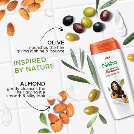 Nisha Shampoo And Conditioner Combo Pack 180ml | Almond & Olive Actives Shampoo Conditioner