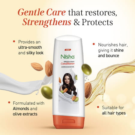 Nisha Shampoo And Conditioner Combo Pack 180ml | Almond & Olive Actives Shampoo Conditioner
