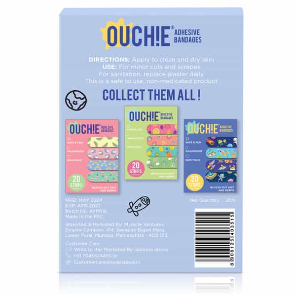 Ouchie Non-Toxic Printed Bandages Double Combo (40 Pack) - Ouchie X Muso & Space Blue