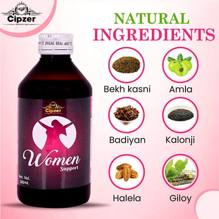 Cipzer Women Support Syrup 100 Ml Ayurvedic Formula For Uterine Health | Supports Irregular Periods