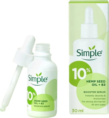 Simple Booster Serum - 10% Hemp Seed Oil + B3 For Strong Skin Barrier - 30 Ml