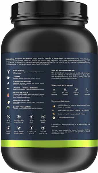 Nutrabay Wellness Vegan Plant Protein Powder + Superfoods Coffee - 1Kg