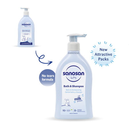 Sanosan Baby Bath & Shampoo | 2-In-1 Gentle Cleanser - No Tears | Newborn - 500ml