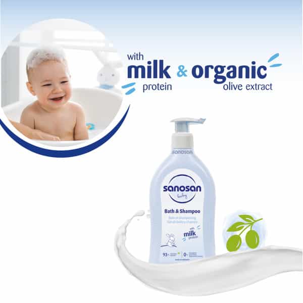 Sanosan Baby Bath & Shampoo | 2-In-1 Gentle Cleanser - No Tears | Newborn - 500Ml