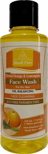 Khadi Pure Herbal Orange & Lemongrass Face Wash Sls-Paraben Free - 210Ml