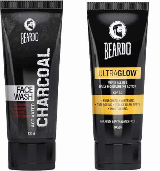 Beardo Activated Charcoal Face Wash And Beardo Ultraglow Face Lotion Combo