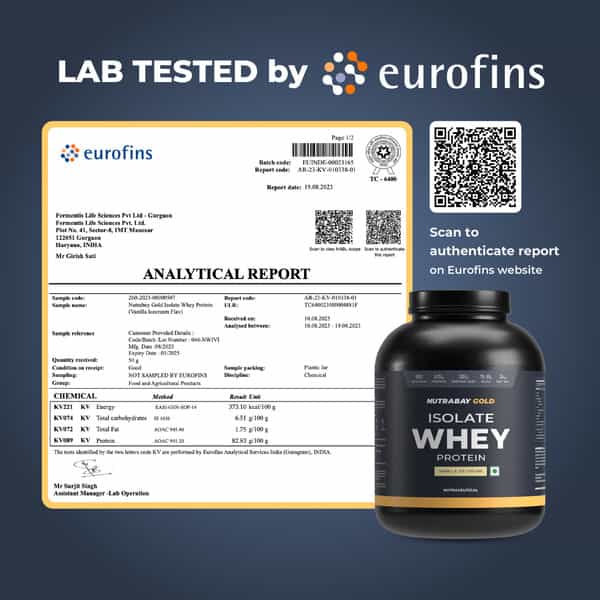 Nutrabay Gold 100% Whey Protein Isolate Vanilla Ice Cream - 2Kg