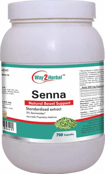 Way2herbal Senna Natural Bowel Support 700 Capsules Value Pack - (Pack Of 2)