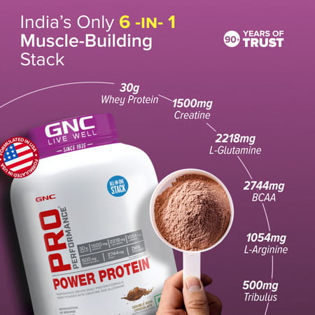 Gnc Pro Performance Power Protein | 30g Protein | 2.2g L-Glutamine | Double Rich Chocolate | 2 Lbs