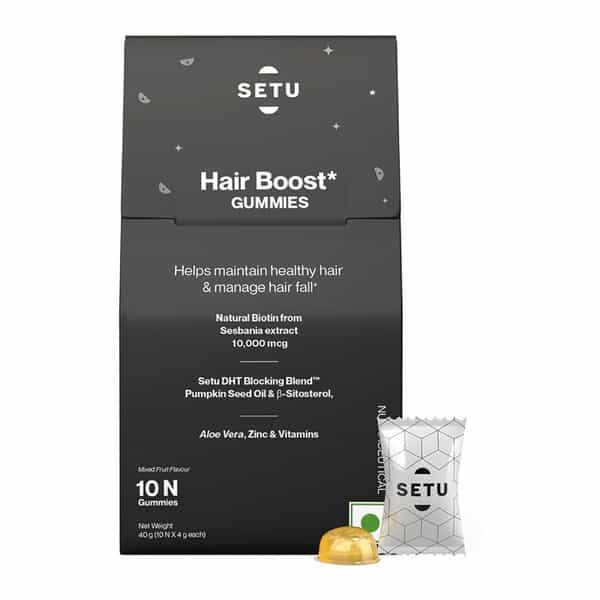 Setu Biotin Hair Boost Gummies For Men & Women-10000 Mcg | Mixed Fruit Flavour | 10 Gummies