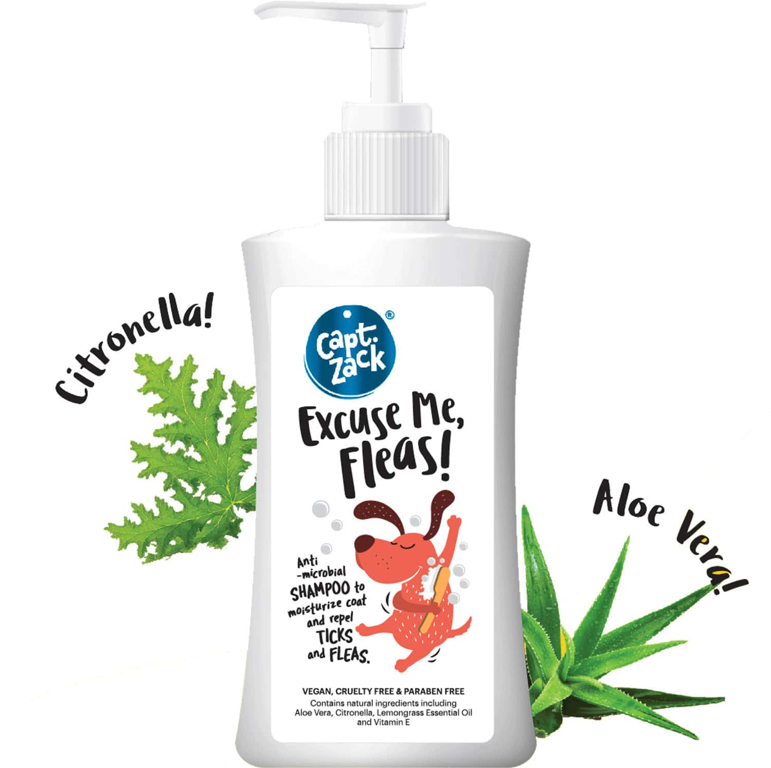 Captain Zack Excuse Me Fleas Tick & Flea Repellent Dog Shampoo Prevents Skin Irritation 500ml