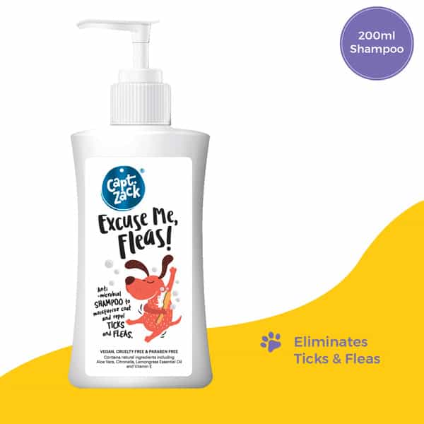 Captain Zack Excuse Me Fleas Tick & Flea Repellent Dog Shampoo Prevents Skin Irritation 500Ml