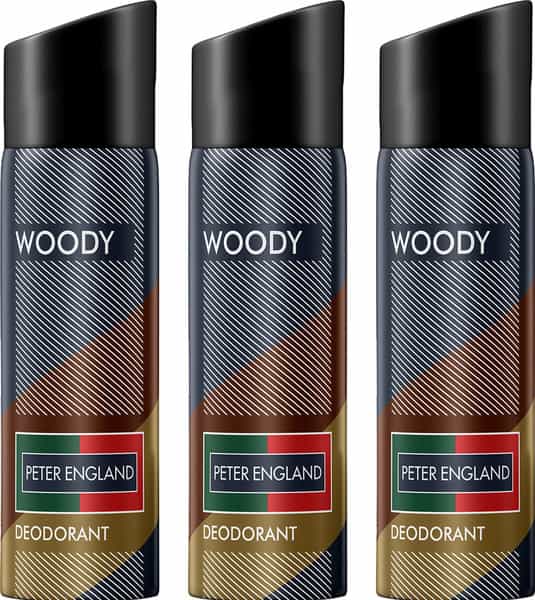 Peter England Fresh Fragrance Woody Deodorant (Pack Of 3) - 450Ml
