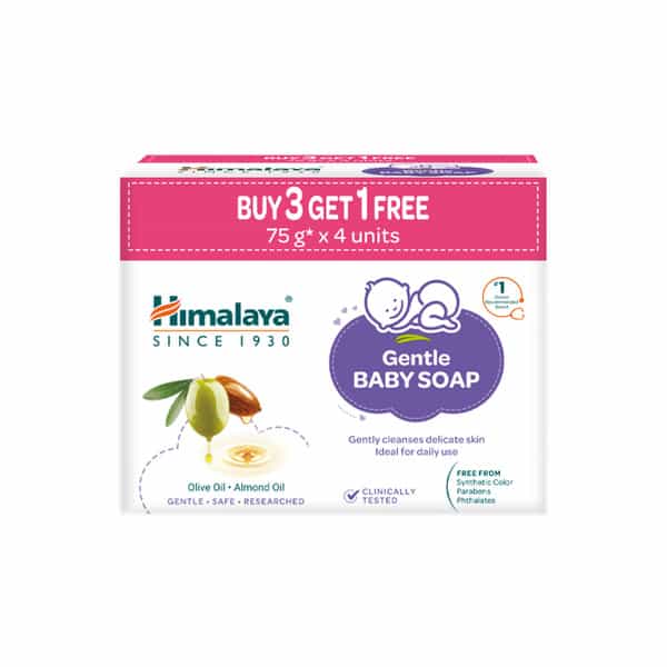 Himalaya Gentle Baby Soap|100% Natural Almond & Olive Oil |No Post Bath Dryness Buy 3 Get 1 Free 75G