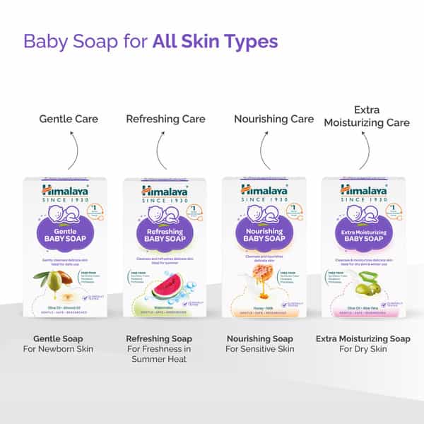 Himalaya Gentle Baby Soap|100% Natural Almond & Olive Oil |No Post Bath Dryness Buy 3 Get 1 Free 75G