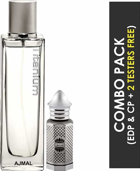 Ajmal Titanium Edp 100Ml Perfume For Men And Asher Cp Oil Alcohol-Free Attar 12Ml For Unisex