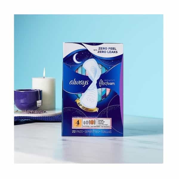 Always Infinity Flexfoam Pads Size 4 Extra Heavy Overnight Absorbency|12 Hours| Wings Unscented| 38N