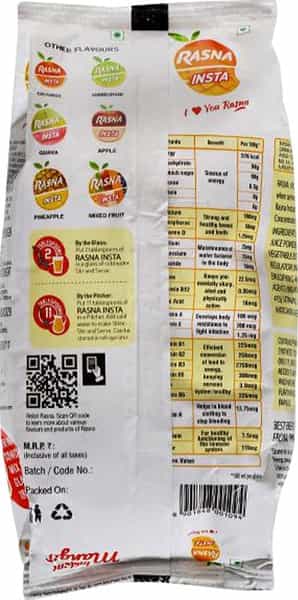 Rasna Insta Drink Concentrate Mix 750 G Pack - Mango