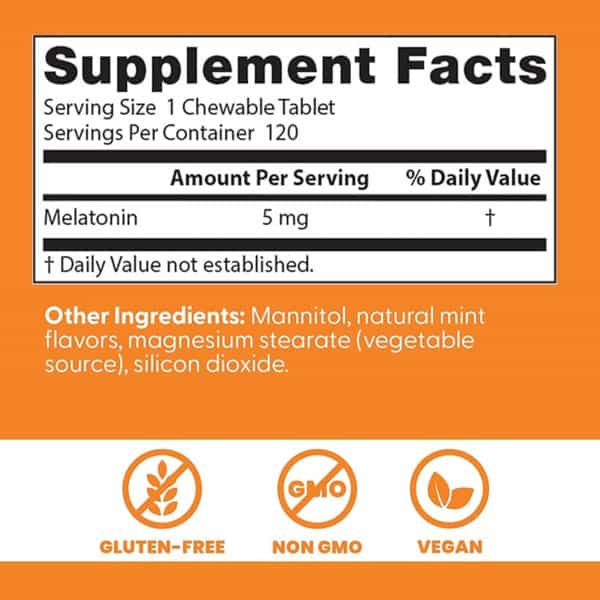 Doctor's Best Melatonin Chewable Tablets | 120 Count