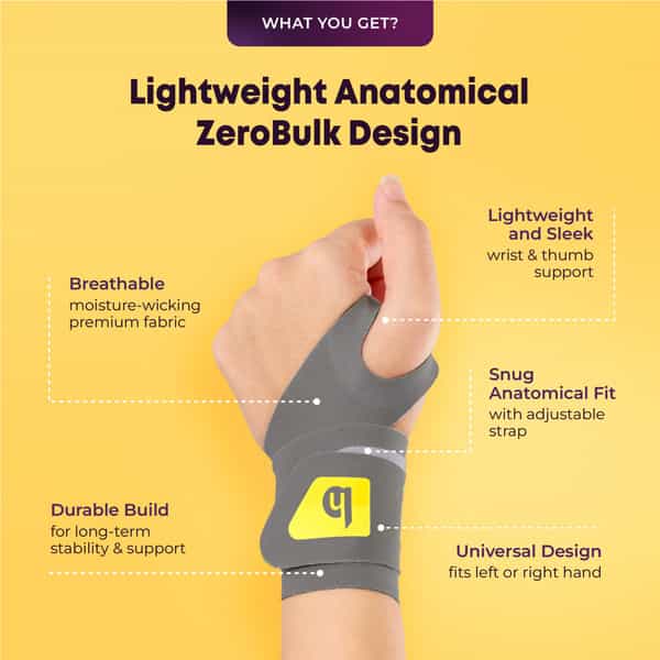 Betterhood Wrist Support Brace With Zerobulk Max Stability Design (Universal Size | Pack Of 1)