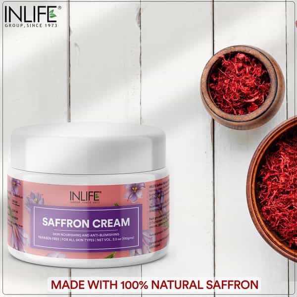 Inlife Saffron Cream For Face | Ayurvedic Herbal Cosmetic | Paraben-Free | For Men & Women 100G