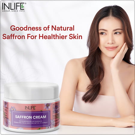 Inlife Saffron Cream For Face | Ayurvedic Herbal Cosmetic | Paraben-Free | For Men & Women 100g