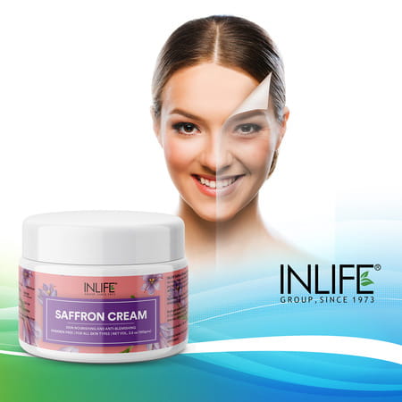 Inlife Saffron Cream For Face | Ayurvedic Herbal Cosmetic | Paraben-Free | For Men & Women 100g