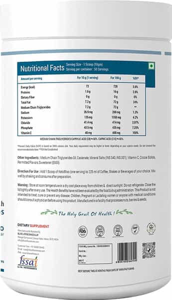Bliss Welness Keto Mct Oil Powder For Weight Management Supplements|Men & Women-Chocolate 500 Grams