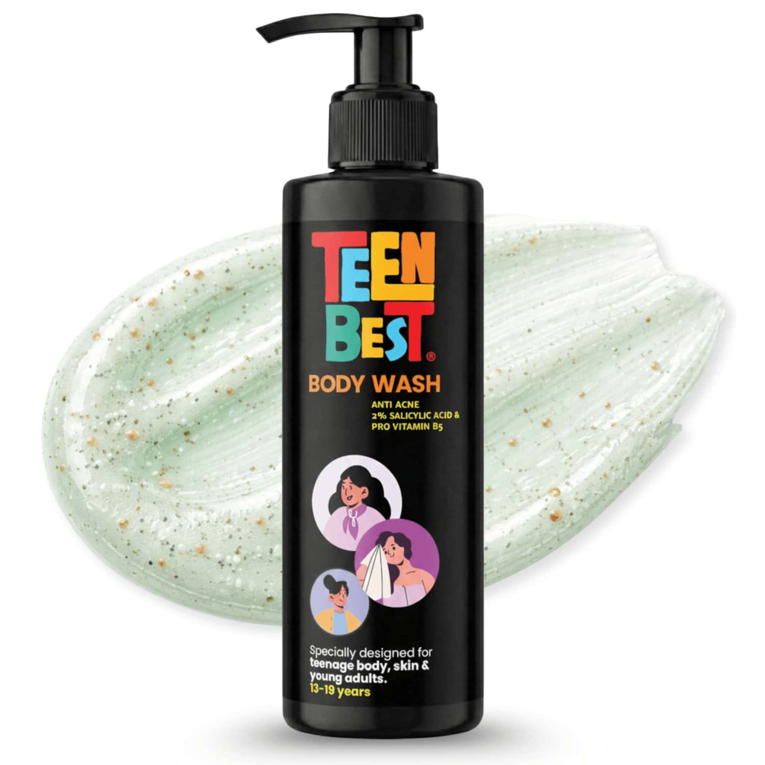 Healthbest Teens Anti Acne Body Wash For Back Acne & Body Pimples Boys & Girls 13 - 19 Years - 200ml