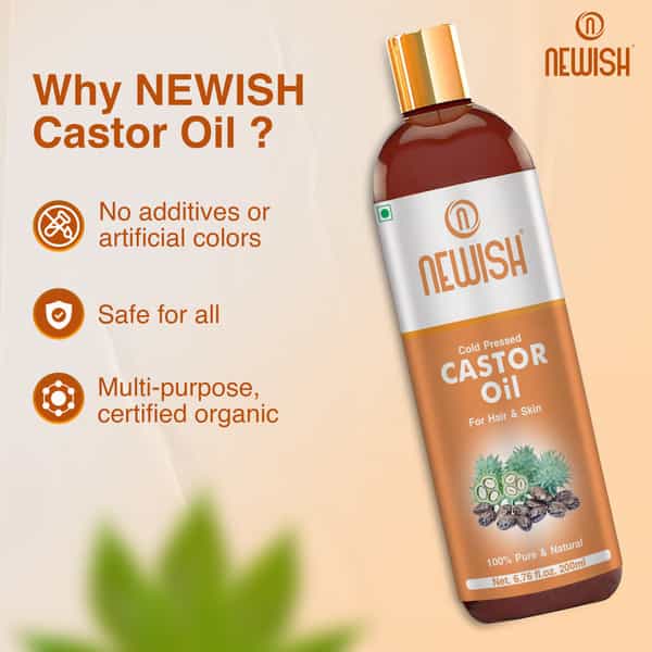 Newish Premium Castor Oil For Hair Growth Skin And Eyebrow | Pure Cold Pressed 200Ml