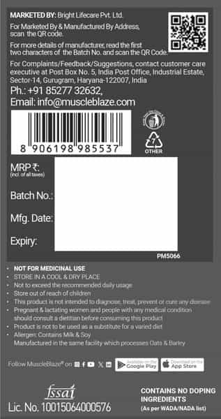 Muscleblaze Biozyme Performance Whey Protein Powder | 25G Protein Per Scoop - Triple Chocolate (2Kg)