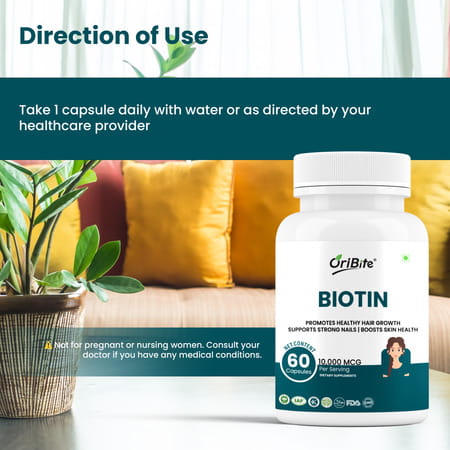 Oribite Biotin 10000mcg Capsules For Hair Growth Support 60 Capsules