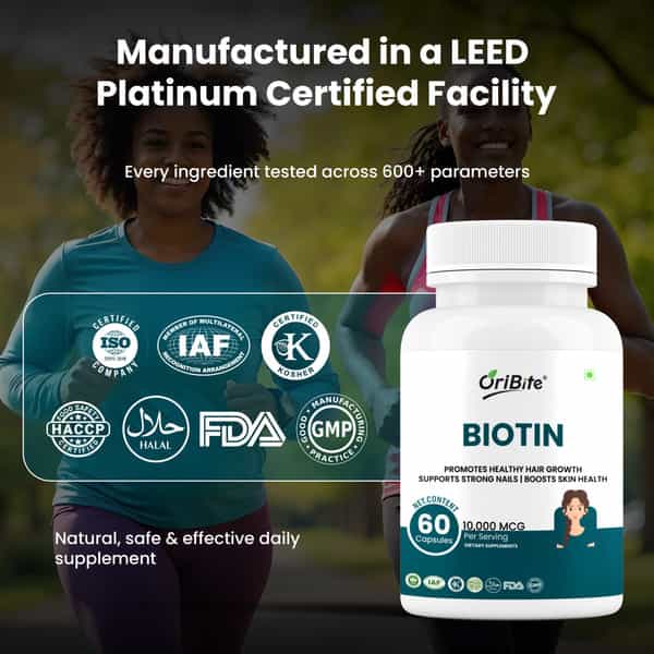 Oribite Biotin 10000Mcg Capsules For Hair Growth Support 60 Capsules