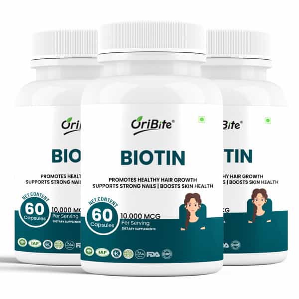 Oribite Biotin 10000Mcg Capsules For Hair Growth Support 60 Capsules