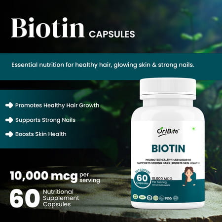 Oribite Biotin 10000Mcg Capsules For Hair Growth Support 60 Capsules